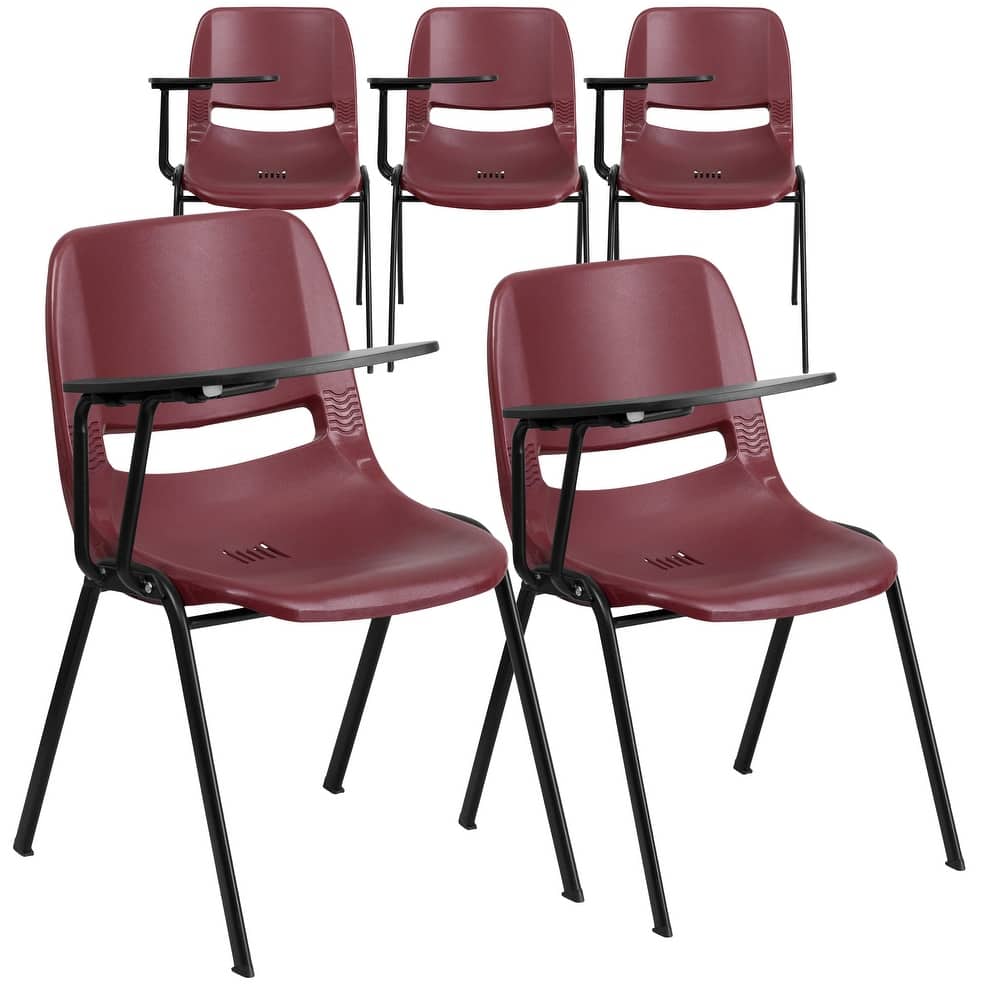 5 Pack Ergonomic Shell Chair with Right Handed Flip-Up Tablet Arm