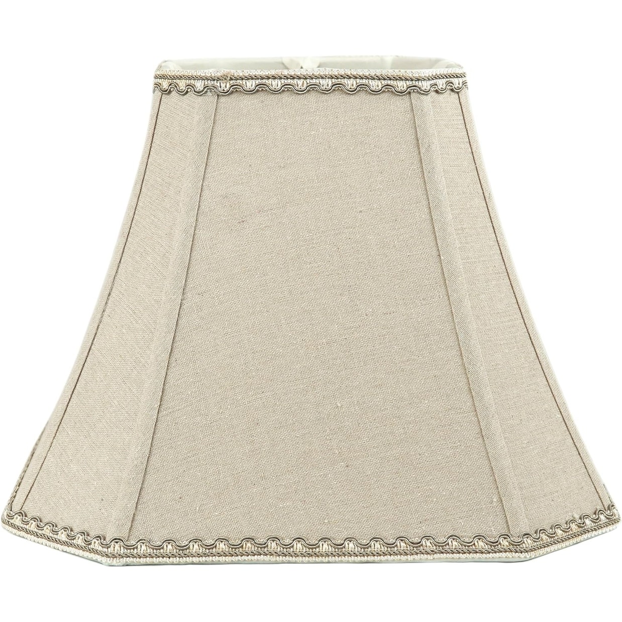 Bell Rectangle Cut Corner Linen Lampshade with Lace Trim - Picture 12 of 14