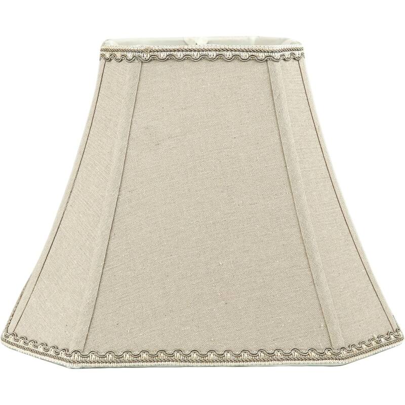 Bell Rectangle Cut Corner Linen Lampshade with Lace Trim 10/6x14/10x10 (Spider)