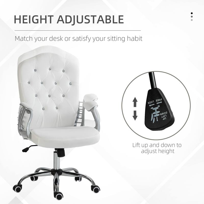Vinsetto Home Office Chair, Computer Chair, Button Tufted Desk Chair with Swivel Wheels, Adjustable Height, and Tilt Function