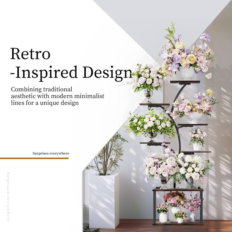 Tree Type Plant Stand 7 Tiered Metal Plant Shelf Balcony