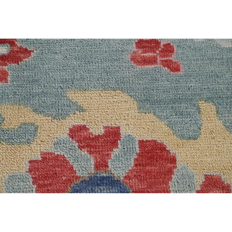Blue Floral Oushak Oriental Large Area Rug Handmade Wool Carpet - 11'10"x 14'8"