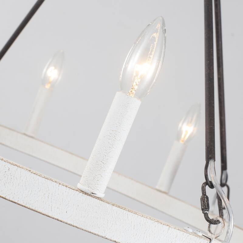 8-Light Candlestick Wagon Wheel Chandelier Linear Chandelier Lighting for Kitchen Island