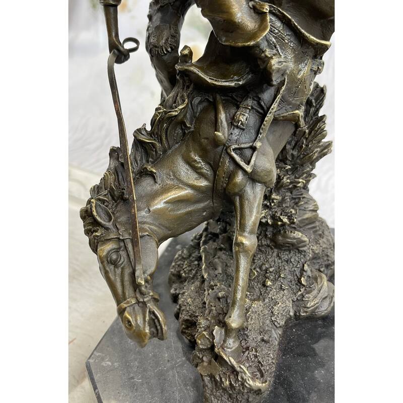 Large Arizona Cowboy Bronze Sculpture By Remington Cow Boy Figurine Figure Decor
