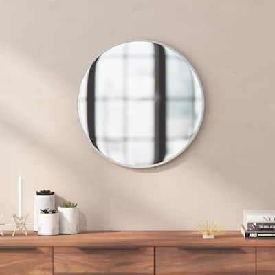 Wall Mount Shatterproof Round Accent Wall Mirror with Metal Frame