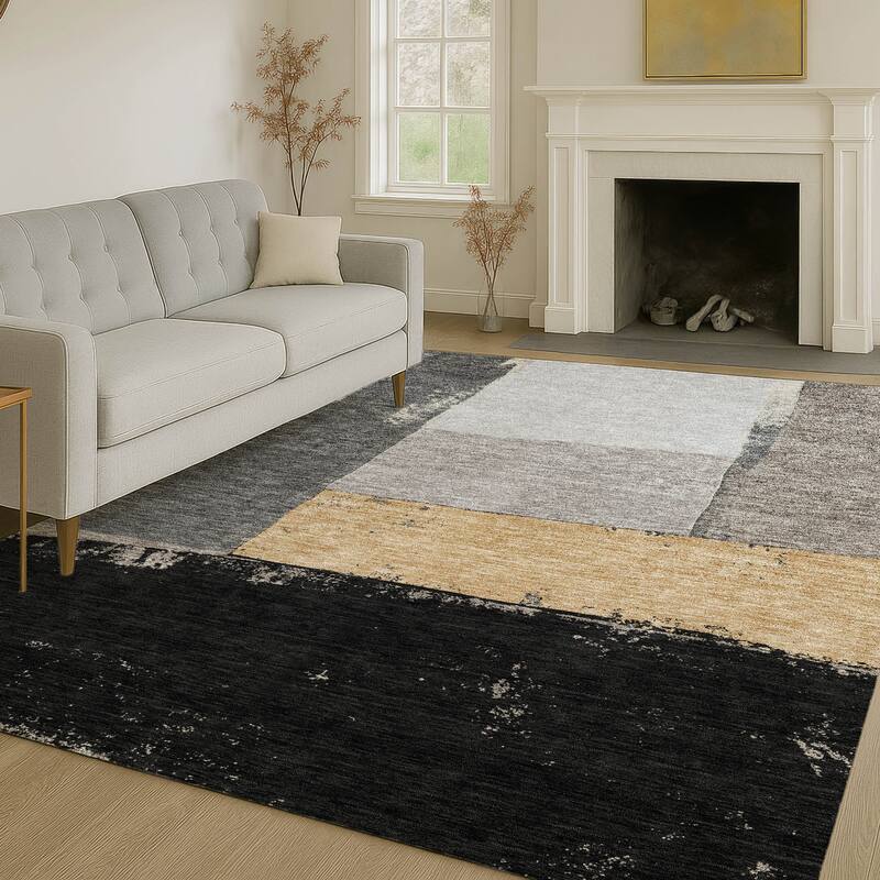 Machine Washable Indoor/ Outdoor Abstract Kraig Chantille Rug
