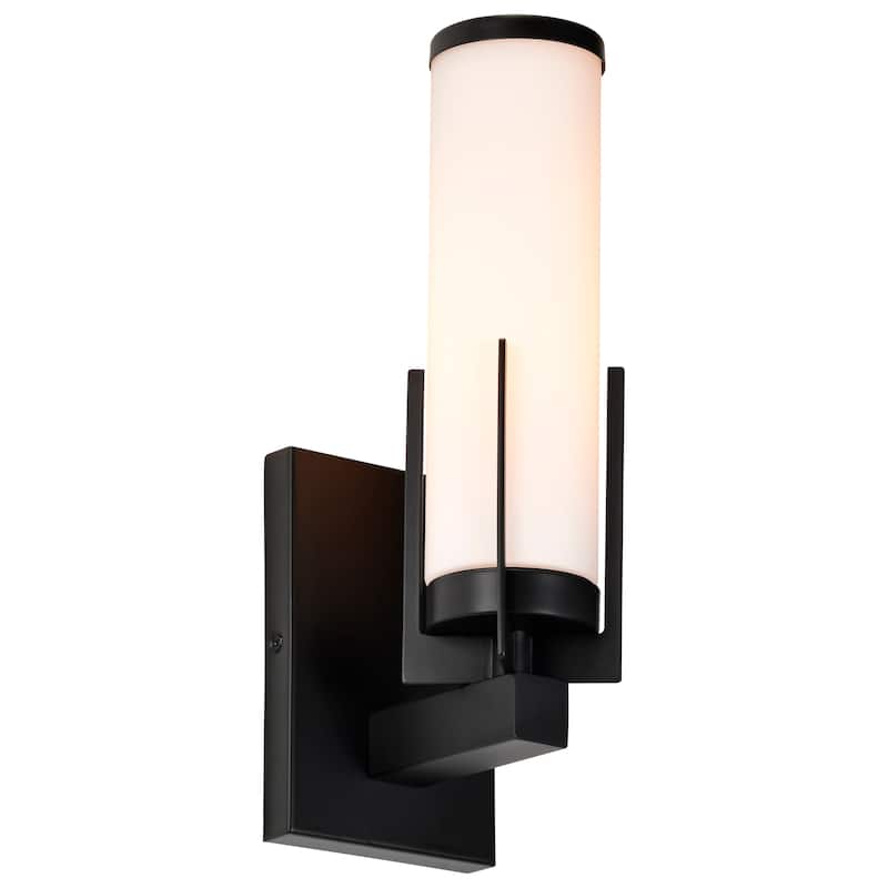 Roselle 1 Light Vanity Matte Black with White Glass - Matte Black