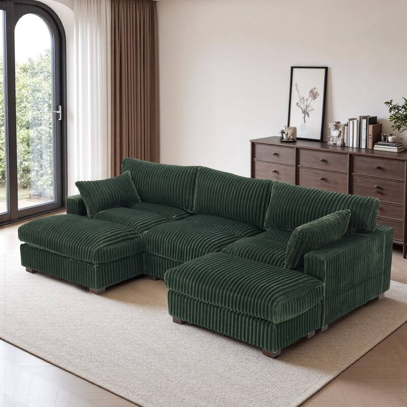 Modren Plush Oversized Modular Sectional Sofa Set with Chaise&Ottoman.