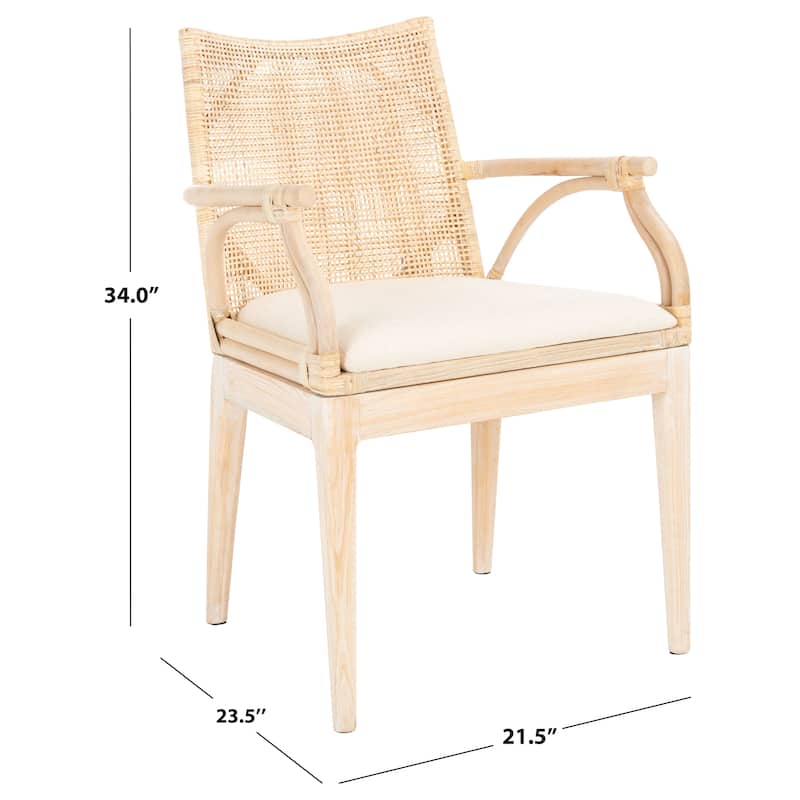 SAFAVIEH Vasatha Tropical Coastal Cushion Arm Chair - 21.5" W x 23.5" L x 32.3" H - 22"Wx24"Dx32"H