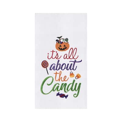 All About The Candy Halloween Embroidered Flour Sack Dishtowel