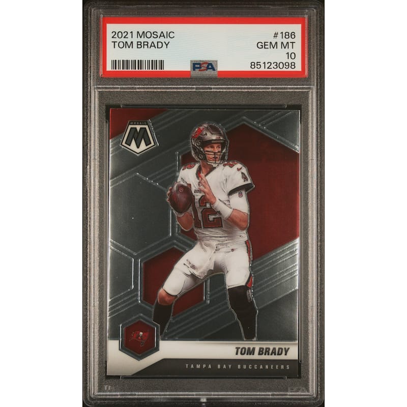 Tom Brady 2021 Panini Mosaic Football Card #186 Graded PSA 10 - 8'6" x 11'6"