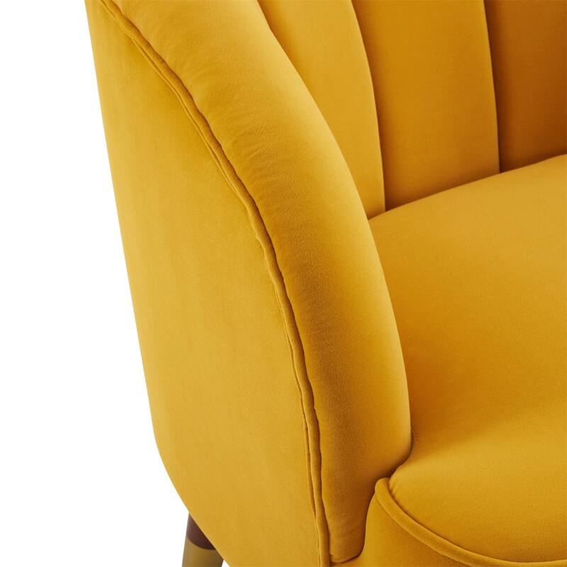 Upholstered Barrel Accent Chair with Wooden Legs