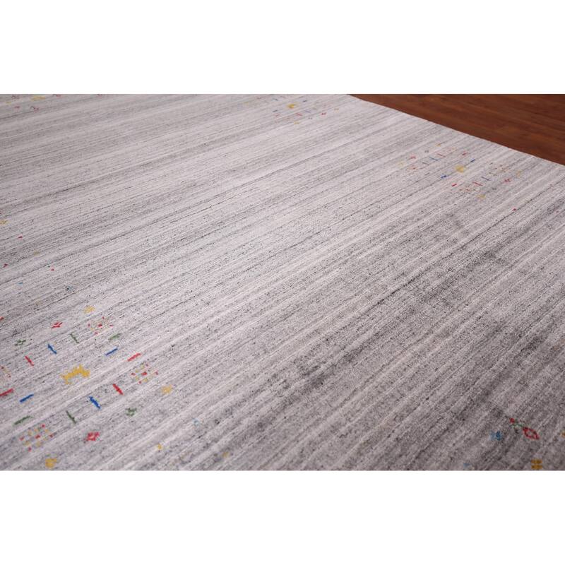 Tribal Striped Gabbeh Indian Area Rug Handmade Wool Carpet - 5'2"x 7'9"