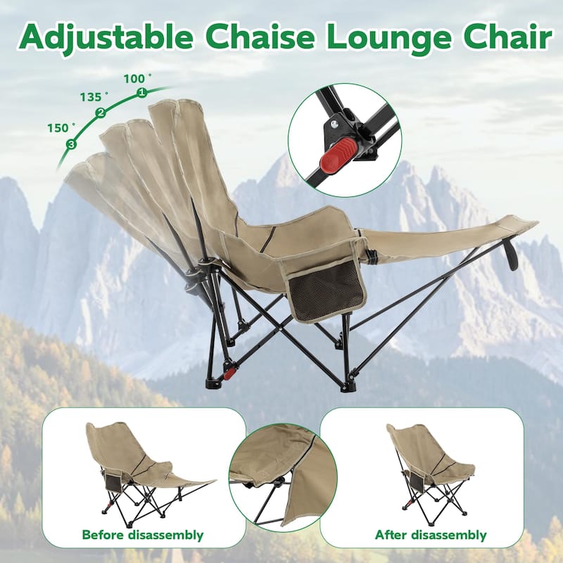 Reclining Camping Chair with Removable Footrest Adjustable Lounge Chair for Adults Beach Chair Backpacking Chair Outdoor Rocker