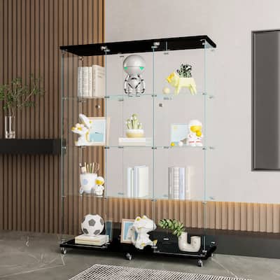 Glass Display Cabinet with 4 Shelves Extra Large, Curio Cabinets for Living Room