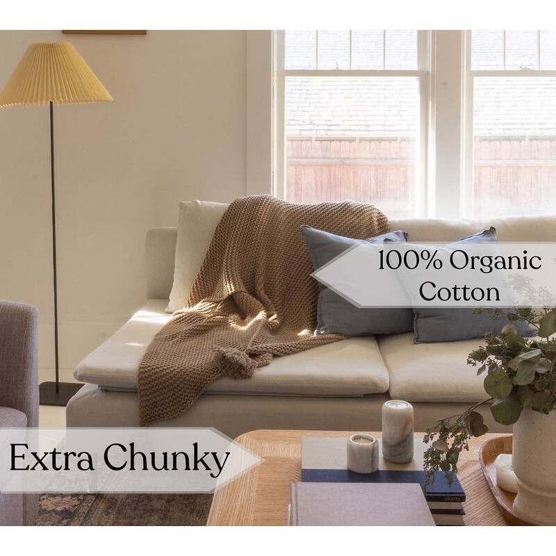 Organic Cotton Chunky Knit Oversized Throw Blankets, 50"X70"