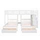 preview thumbnail 13 of 16, Full Over Twin & Twin Wood Triple Bunk Bed with Drawers and Guardrails, Gray