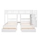 preview thumbnail 4 of 7, Full Over Twin & Twin Wood Triple Bunk Bed with Drawers and Guardrails, White