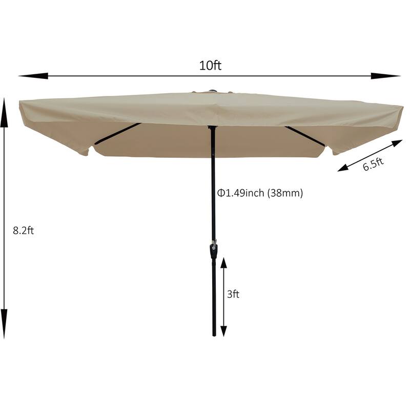 Rectangular Patio Umbrella Outdoor Market Umbrellas with Crank and Push Button Tilt