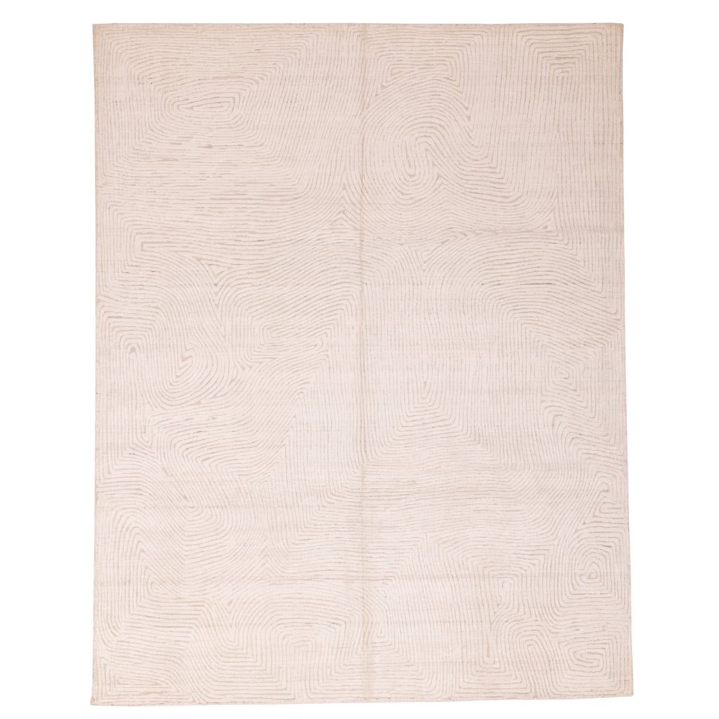 ECARPETGALLERY Hand Loomed Elysian White Wool Rug - 7'10 x 9'10