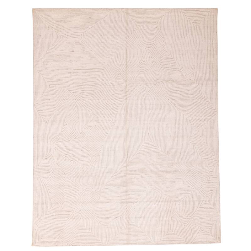 ECARPETGALLERY Hand Loomed Elysian White Wool Rug - 7'10 x 9'10
