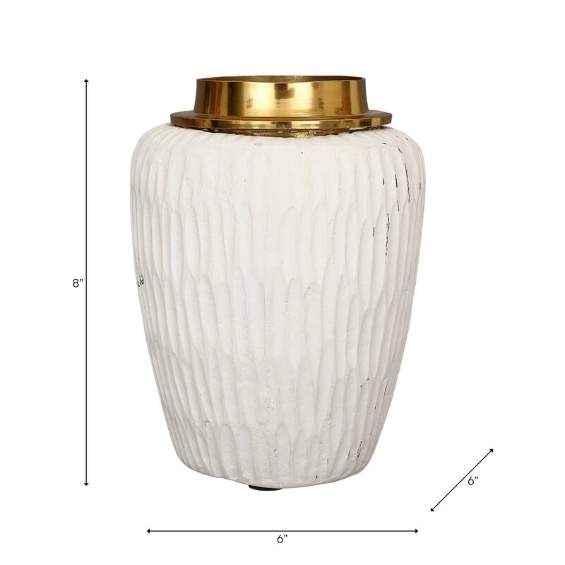 Pottery Metal Vase Earthenware Handcrafted Tapered Textured Surface