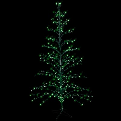 9' Black Pre-Lit Artificial Cascade Twig Christmas Tree - Green Lights - 9 Foot