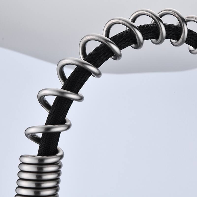 Topcraft Single Handle Pull Down Spring High Arc Kitchen Faucet with Base Plate