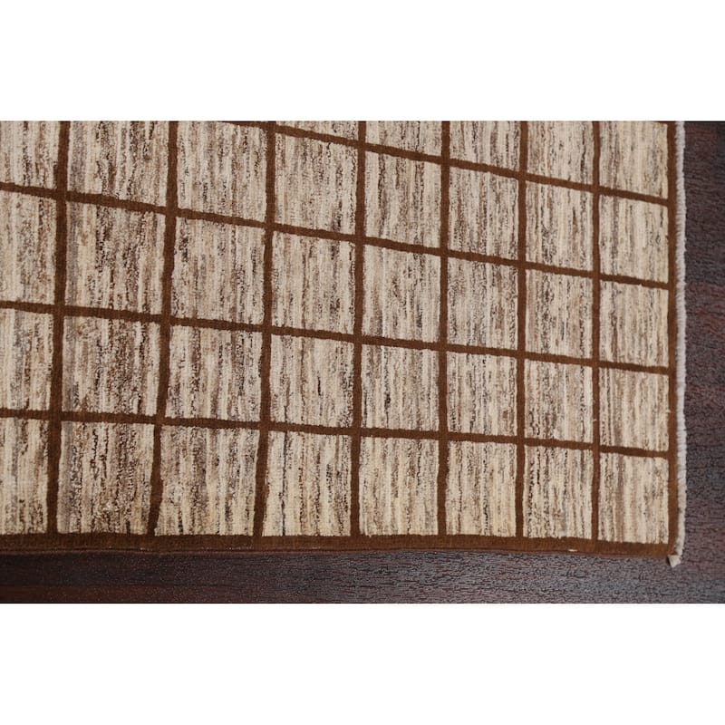 Hand Knotted Oriental 100% Wool Carpet Tribal All-Over Brown Gabbeh Area Rug - 6' 6'' X 5' 0''