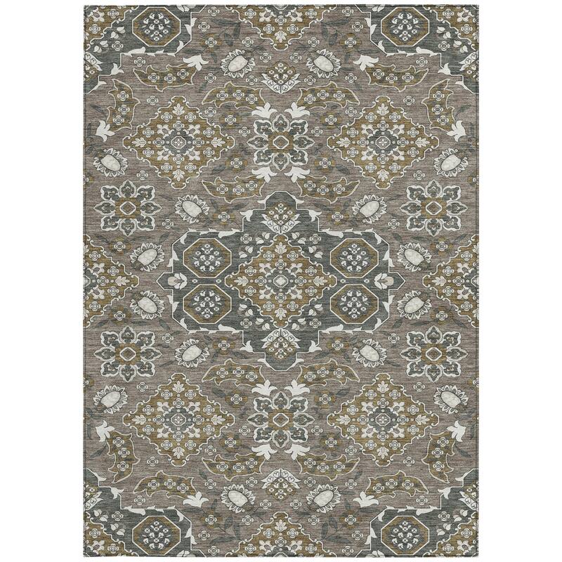 HomeRoots Medallion Traditional Rectangle Outdoor Rug