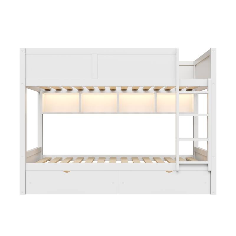 Full XL over Full XL Smart Storage Bunk Bed with LED Light by Harper&Bright Designs