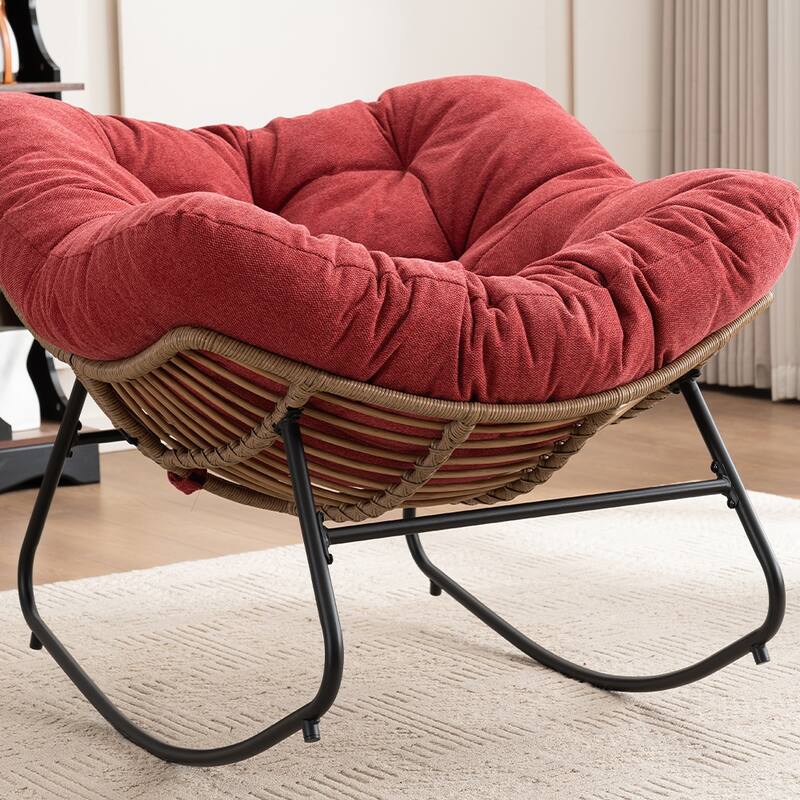 Rocking Chair, Chenille Upholstered Accent Chair, Modern Nursery Rocking Chair for Living Room, Bedroom, Apartment