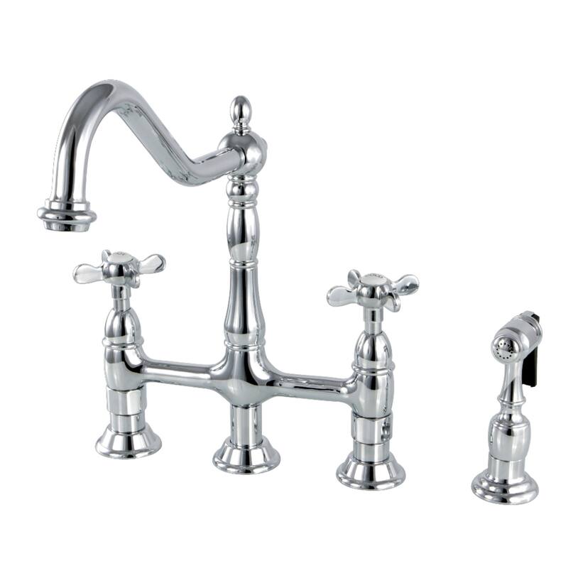 Kingston Brass Essex Bridge Kitchen Faucet with Brass Sprayer