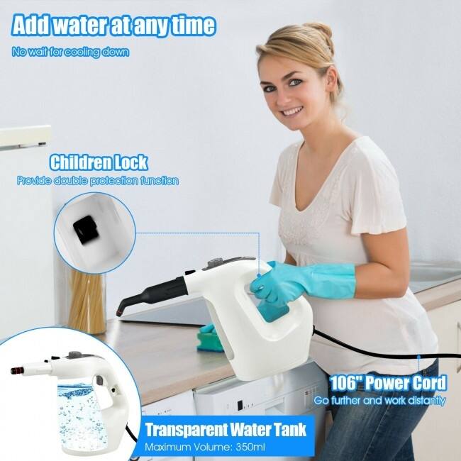 Powerful 1400W Handheld Steam Cleaner with 17 Accessories for Versatile Household Cleaning - 13" x 5" x 9.5" (L x W x H)