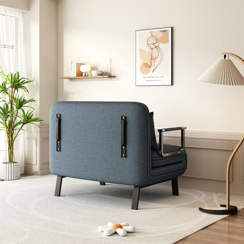 Convertible Tri-Fold Sofa Bed with Adjustable Backrest & Pillow