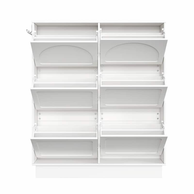 Modern Elegant Narrow Tipping Bucket Shoe Cabinet with 6 Flip Drawers