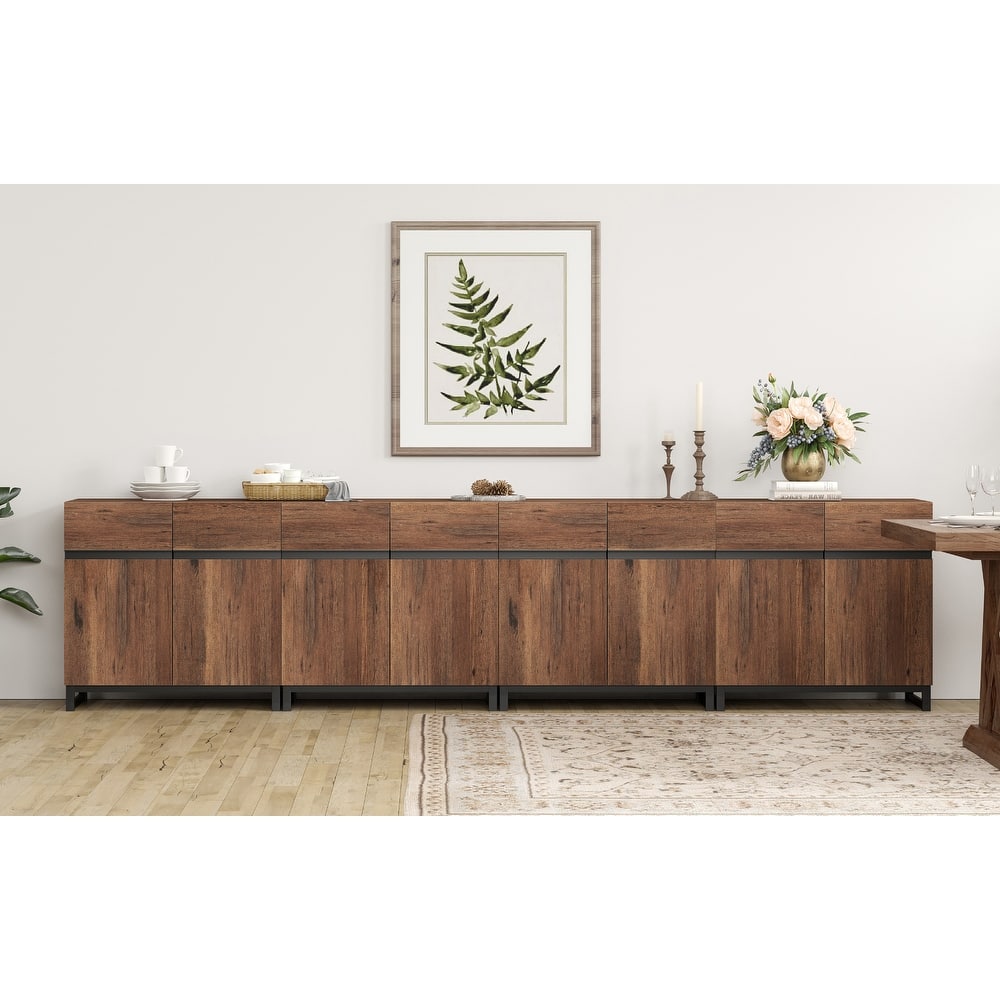 WAMPAT 4 in 1 Multifunctional Sideboard Buffet Cabinets, Modern Sideboard with Adjustable Shelves, Accent Storage Cabinet Table