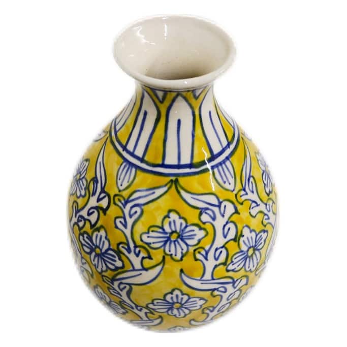 Home&Manor Ceramic Bottle Vase Yellow