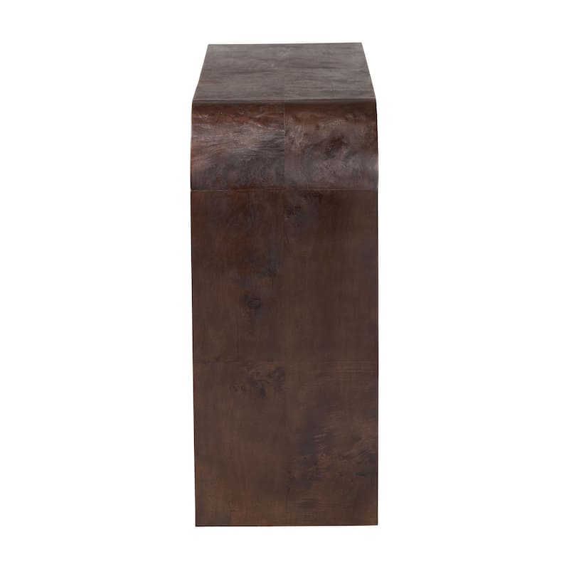 Revelle Real Burl Wood Console Table - Modern Entryway or Sofa Table with Waterfall Design and Minimalist Silhouette