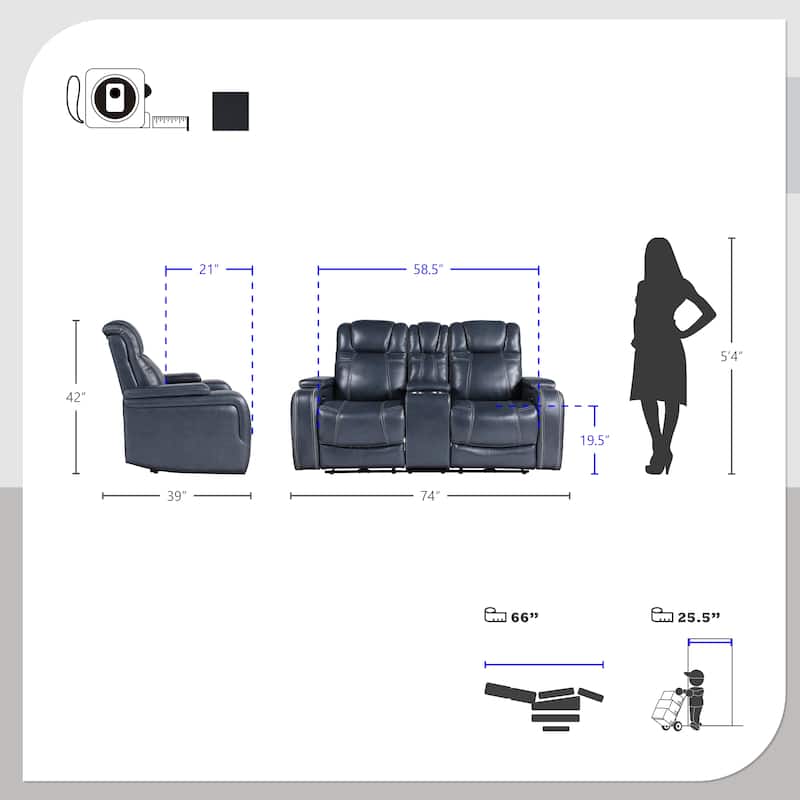 Lourical 2-Piece Leather Match Power Reclining Sofa Set