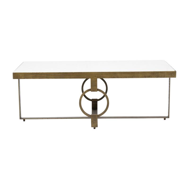 Sagebrook Home Modern Glam Iron Marble Top Coffee or Accent Table