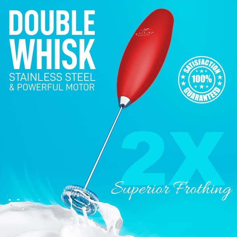 Zulay Kitchen Double Whisk Milk Frother Handheld Mixer
