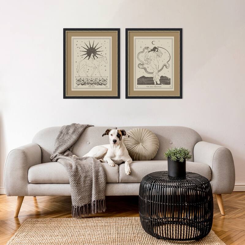 The Sun & High Priestess Tarrot 2 Piece by Nktn Framed Wall Art Prints