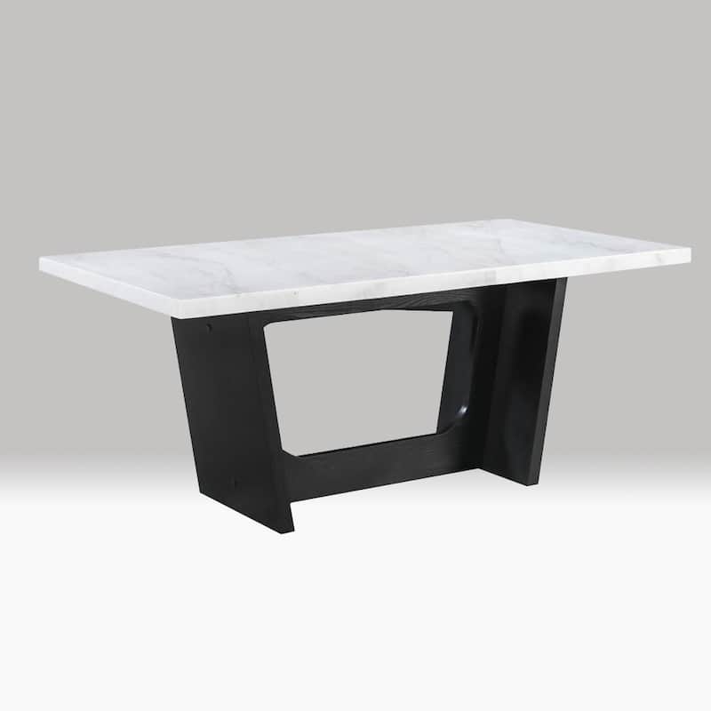 Rectangular Wood Dining Table in Rustic Espresso and White