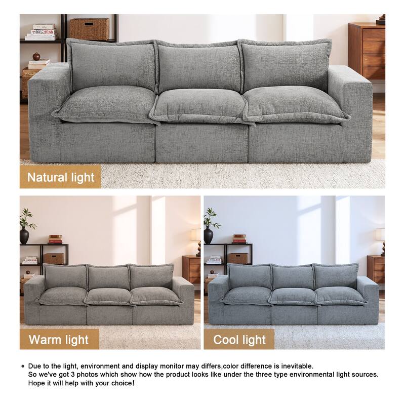 Comfy Cloud Chenille Upholstered Sectional Sofa with Pillow-Top Cushion