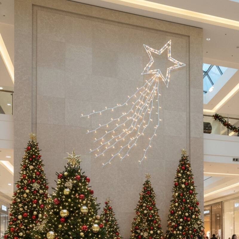 Lighted Shooting Star Outdoor Commercial Christmas Decoration - 21' - Clear Lights - White