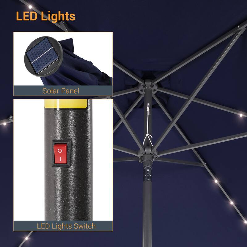 LIVOOSUN 6x9Ft LED Patio Umbrella Weather Resistant Table Umbrella