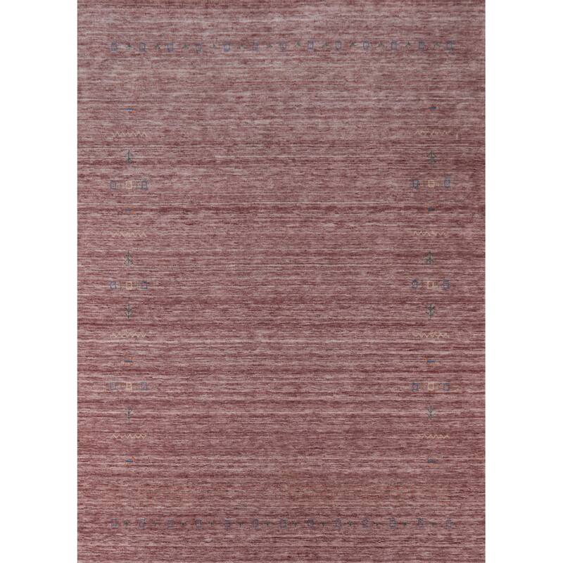 Hand Knotted Oriental 100% Wool Carpet Tribal Tribal Pink Gabbeh Area Rug - 9' 7'' X 7' 9''