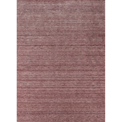 Hand Knotted Oriental 100% Wool Carpet Tribal Tribal Pink Gabbeh Area Rug - 9' 7'' X 7' 9''