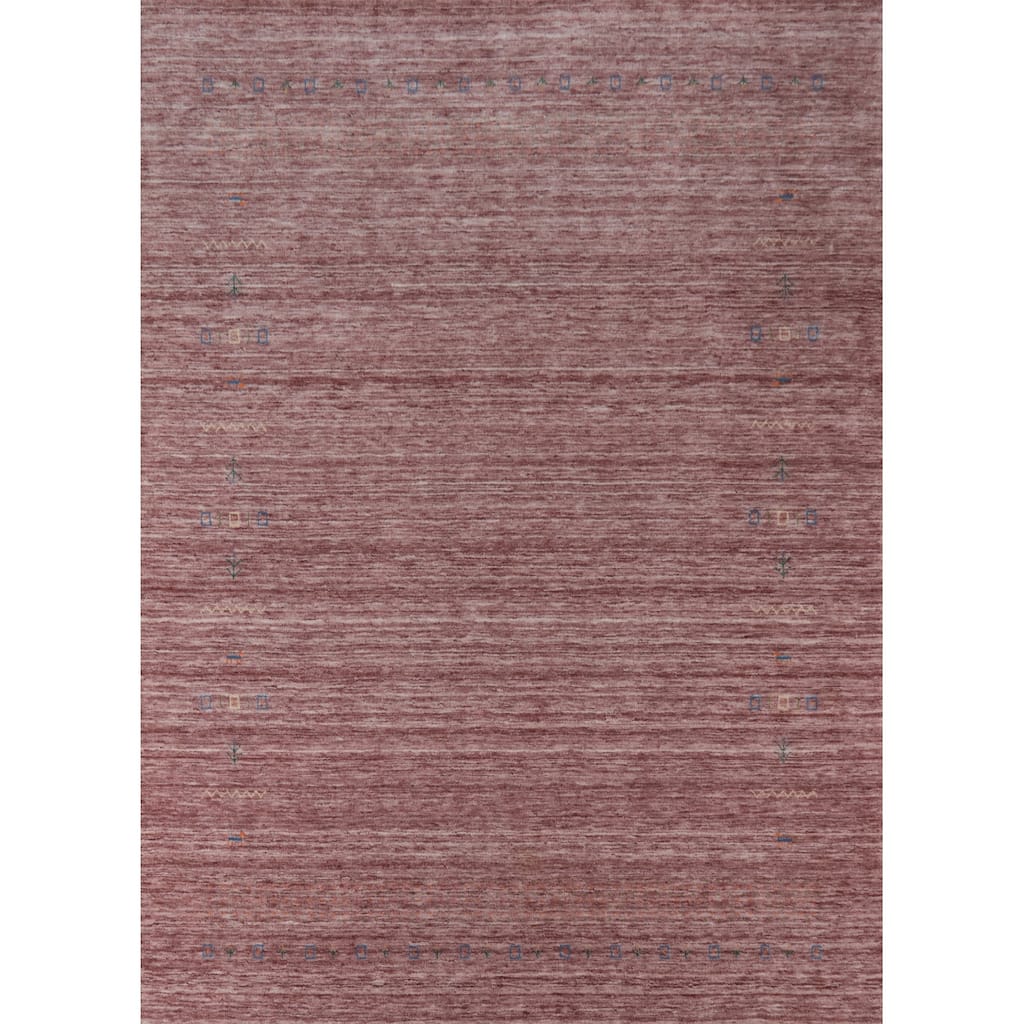 Hand Knotted Oriental 100% Wool Carpet Tribal Tribal Pink Gabbeh Area Rug - 9' 7'' X 7' 9''